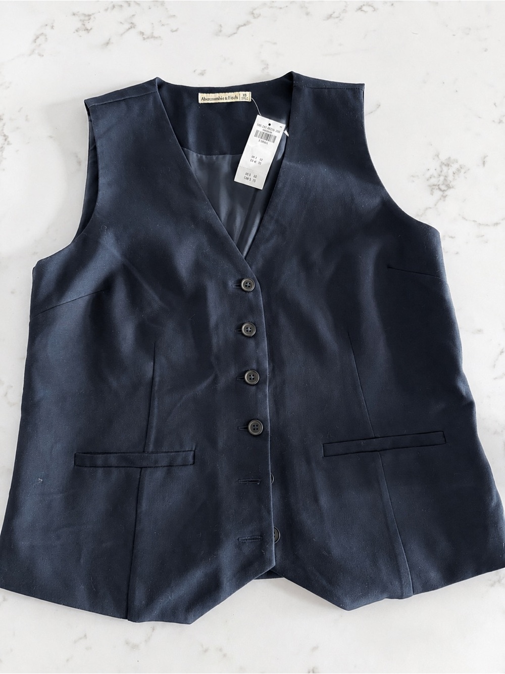 Abercrombie & Fitch Navy Tailored Button Vest